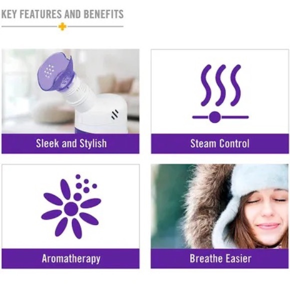 Mabis Personal Steam Inhaler Vaporizer with Aromatherapy Diffuser: Purple/White - Picture 9 of 11